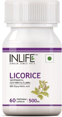

Inlife INLIFE Licorice Root Extract (Yastimadhu) Standardized to 20% Glycyrrhizinic Acid Supplement, 500 mg - 60 Vegetarian Capsules(60 No)