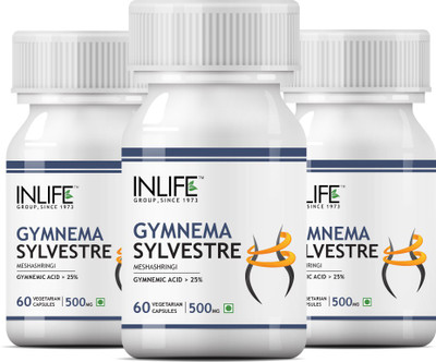 

Inlife Gymnema Sylvestre (Gymnemic Acid > 25%) 500mg, 60 Vegetarian Capsules (3 pack)(60 No)