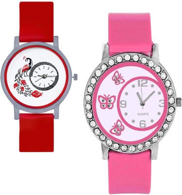 INDIUM NEW PINK BUTTERFLY WATCH FANCY LOOK WITH DIFFERENT DESIGN PEACOCK WATCH ATTRACTIVE SHINNING LOOK COMBO Watch  - For Girls   Watches  (INDIUM)