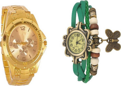 

PMAX ROSRA GOLD AND BUTTERFLY GREEN NEW STYLISH FOR Watch - For Men & Women