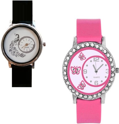 INDIUM NEW PINK BUTTERFLY WATCH FANCY LOOK WITH DIFFERENT DESIGN PEACOCK WATCH ATTRACTIVE SHINNING LOOK COMBO Watch  - For Girls   Watches  (INDIUM)