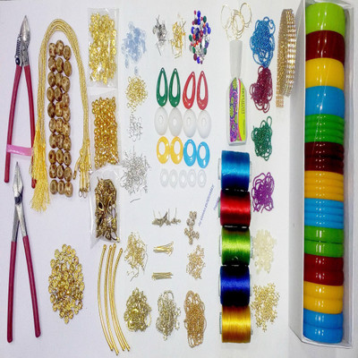 

Valuebuy Silk thread Bangles, Earings, Necklace making combo kit with fully loaded material.