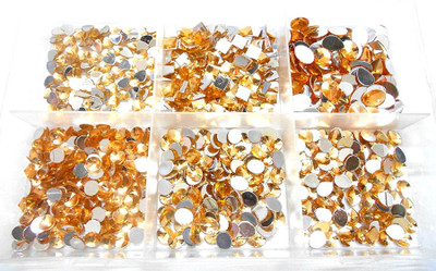 

GOELX Kundan Stones 6 Different Shapes Combo For Crafts, Jewelry Making, Decorations Etc. with Storage Box. Kundan Size 8mm-12mm
