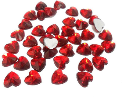 

GOELX Kundan Stones Heart Shaped for Crafts, Jewelry Making, Decorations etc. Pack Of 200 Stones - Red