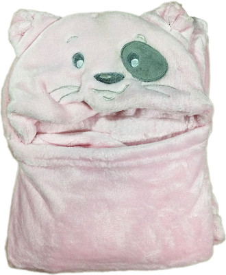 

Babysid Collections Embroidered, Animal  Hooded Baby Blanket(Polyester, Pink