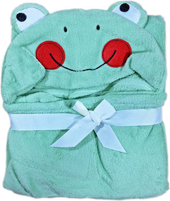 

Babysid Collections Embroidered, Animal  Hooded Baby Blanket(Polyester, Green