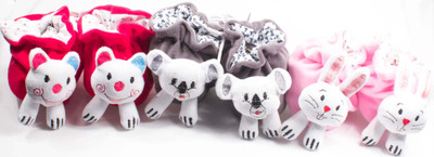 

Ole Baby 3D Plush Soft Velvet Fur Fabric light weight Newborn Infant Non Slip Anti Skid Sole Prewalker Crib Shoes Baby girl Baby Boy shoes 0-4 Months Pack of 3 Booties(Toe to Heel Length - 10 cm Multicolor)
