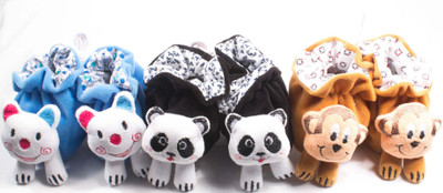 

Ole Baby 3D Plush Soft Velvet Fur Fabric light weight Newborn Infant Non Slip Anti Skid Sole Prewalker Crib Shoes Baby girl Baby Boy shoes 0-4 Months Pack of 3 Booties(Toe to Heel Length - 10 cm Multicolor)