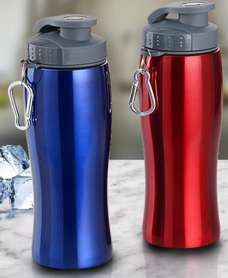 

sethias Flip Lid Stainless steel Bottle 750 ml Sipper(Pack of 2, Multicolor), Blue cherry red