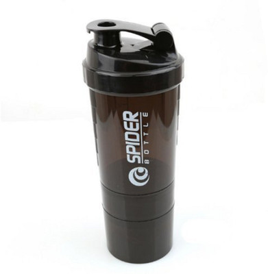 

ZEVORA Protein Shaker Gym Bottle with 2 Storage Compartments and 1 Pill Tray 500 ml Shaker(Pack of 1, Black)