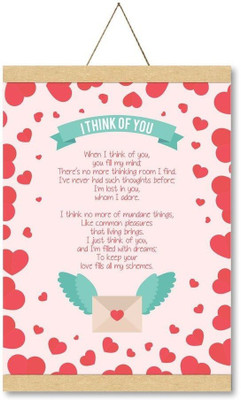

Giftsmate Valentines Gifts I Think Of You Love Scroll Greeting Card for Wife Greeting Card(Pink, Pack of 1)