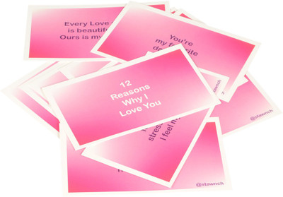 

Stawnch 12 REASONS WHY I LOVE YOU GREETING CARDS [SET OF 12 CARDS SIZE 6" X 3.5"],LIGHT PINK Greeting Card(LIGHT PINK, Pack of 12)