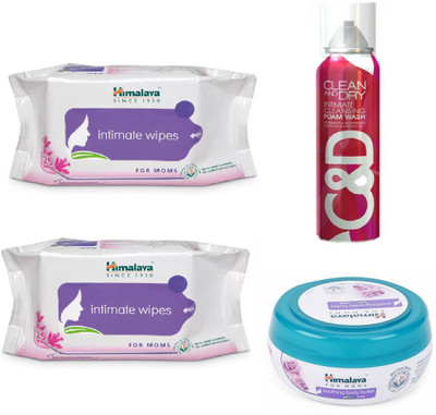 

Himalaya Clean And Dry Foam Wash, Intimate Wipes, Soothing Body Butter Rose(Set of 4)