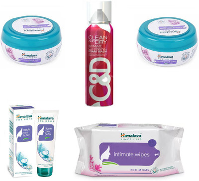 

Himalaya Soothing Body Butter, Clean And Dry Foam Wash, Nipple Care Butter, Intimate Wipes(Set of 4)