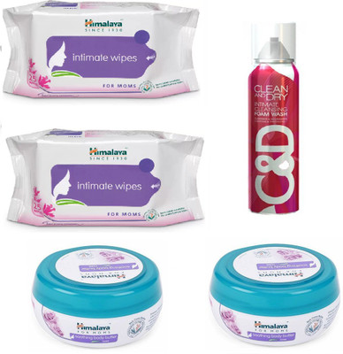 

Himalaya Intimate Wipes, Clean And Dry Foam Wash, Soothing Body Butter Rose(Set of 5)