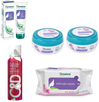 

Himalaya Anti Rash Cream, Soothing Body Butter, Clean And Dry Foam Wash, Intimate Wipes(Set of 5)