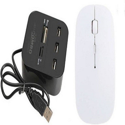 

techdeal All In One 3 Port USB Hub Cum Multi Card Reader With Ultra Wireless Slim mouse Combo Set