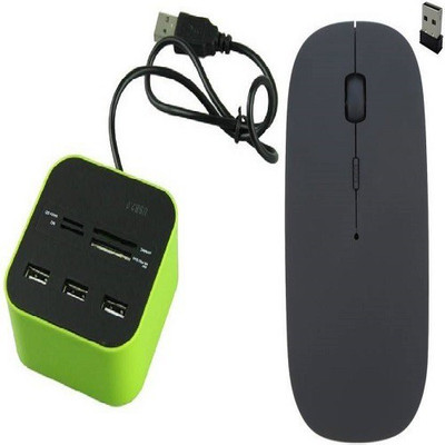 

techdeal All In One 3 Port USB Hub Cum Multi Card Reader With Ultra Wireless Slim mouse Combo Set