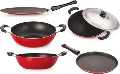 NIRLON Non-Stick Combo Set Non-Stick Coated Cookware Set(PTFE (Non-stick), Aluminium, 5 - Piece)