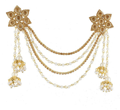 

Anuradha Art Jewellery Hair Brooch Hair Pin(White, Gold)