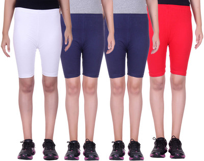 

Alisha Short For Girls Sports Solid Cotton Lycra Blend(Multicolor, Pack of 4, Navy;red;white