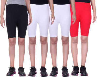 

Alisha Short For Girls Sports Solid Cotton Lycra Blend(Multicolor, Pack of 4, Black;red;white