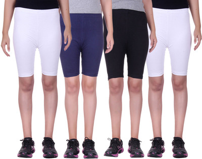 

Alisha Short For Girls Sports Solid Cotton Lycra Blend(Multicolor, Pack of 4, Black;navy;white