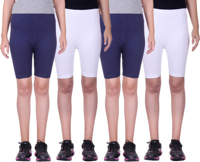

Alisha Short For Girls Sports Solid Cotton Lycra Blend(Multicolor, Pack of 4, Navy;white