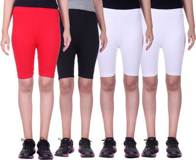 

Alisha Short For Girls Sports Solid Cotton Lycra Blend(Multicolor, Pack of 4, Black;red;white