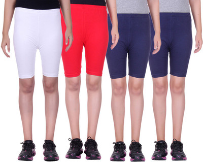

Alisha Short For Girls Sports Solid Cotton Lycra Blend(Multicolor, Pack of 4, Navy;red;white