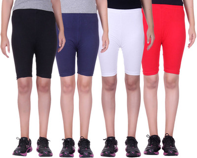 

Alisha Short For Girls Sports Solid Cotton Lycra Blend(Multicolor, Pack of 4, Black;navy;red;white