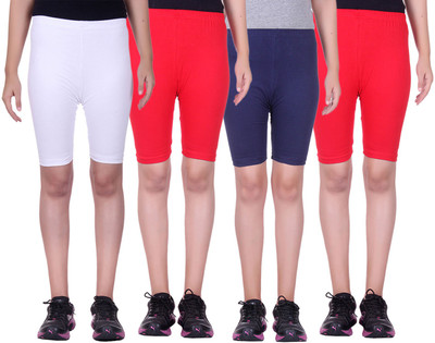 

Alisha Short For Girls Sports Solid Cotton Lycra Blend(Multicolor, Pack of 4, Navy;red;white