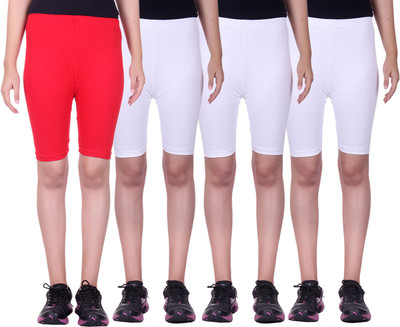 

Alisha Short For Girls Sports Solid Cotton Lycra Blend(Multicolor, Pack of 4, Red;white