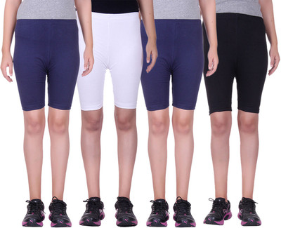 

Alisha Short For Girls Sports Solid Cotton Lycra Blend(Multicolor, Pack of 4, Black;navy;white