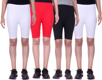 

Alisha Short For Girls Sports Solid Cotton Lycra Blend(Multicolor, Pack of 4, Black;red;white