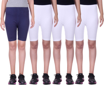 

Alisha Short For Girls Sports Solid Cotton Lycra Blend(Multicolor, Pack of 4, Navy;white