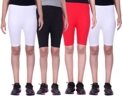 

Alisha Short For Girls Sports Solid Cotton Lycra Blend(Multicolor, Pack of 4, Black;red;white