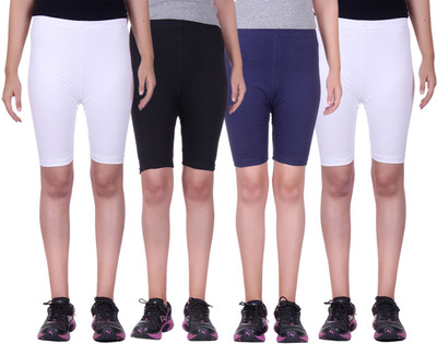 

Alisha Short For Girls Sports Solid Cotton Lycra Blend(Multicolor, Pack of 4, Black;navy;white