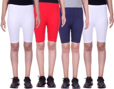 

Alisha Short For Girls Sports Solid Cotton Lycra Blend(Multicolor, Pack of 4, Navy;red;white