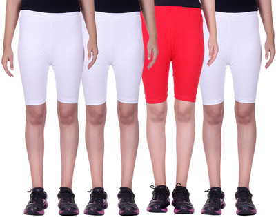 

Alisha Short For Girls Sports Solid Cotton Lycra Blend(Multicolor, Pack of 4, Red;white