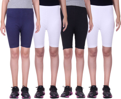 

Alisha Short For Girls Sports Solid Cotton Lycra Blend(Multicolor, Pack of 4, Black;navy;white