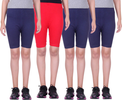 

Alisha Short For Girls Sports Solid Cotton Lycra Blend(Multicolor, Pack of 4, Navy;red