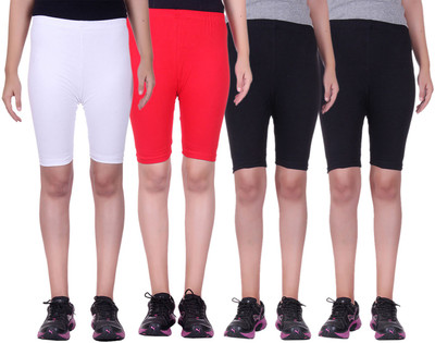 

Alisha Short For Girls Sports Solid Cotton Lycra Blend(Multicolor, Pack of 4, Black;red;white