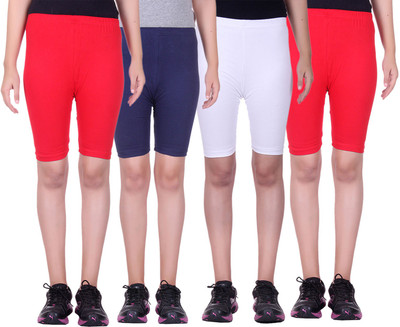 

Alisha Short For Girls Sports Solid Cotton Lycra Blend(Multicolor, Pack of 4, Navy;red;white