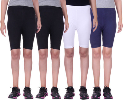 

Alisha Short For Girls Sports Solid Cotton Lycra Blend(Multicolor, Pack of 4, Black;navy;white