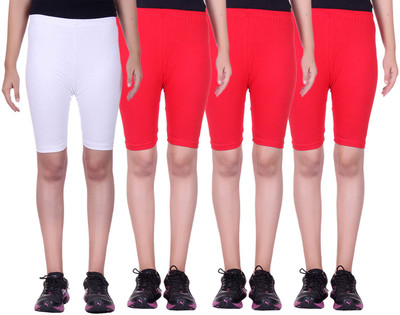 

Alisha Short For Girls Sports Solid Cotton Lycra Blend(Multicolor, Pack of 4, Red;white