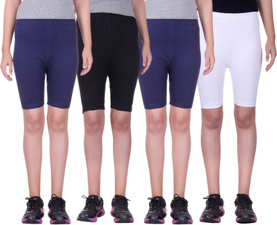

Alisha Short For Girls Sports Solid Cotton Lycra Blend(Multicolor, Pack of 4, Black;navy;white