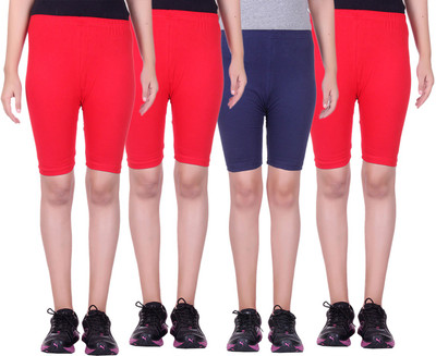 

Alisha Short For Girls Sports Solid Cotton Lycra Blend(Multicolor, Pack of 4, Navy;red