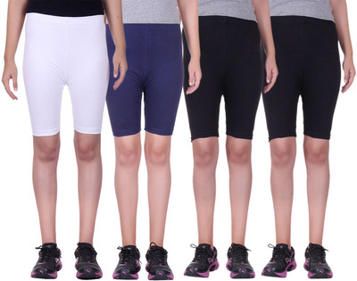 

Alisha Short For Girls Sports Solid Cotton Lycra Blend(Multicolor, Pack of 4, Black;navy;white