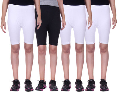 

Alisha Short For Girls Sports Solid Cotton Lycra Blend(Multicolor, Pack of 4, Black;white